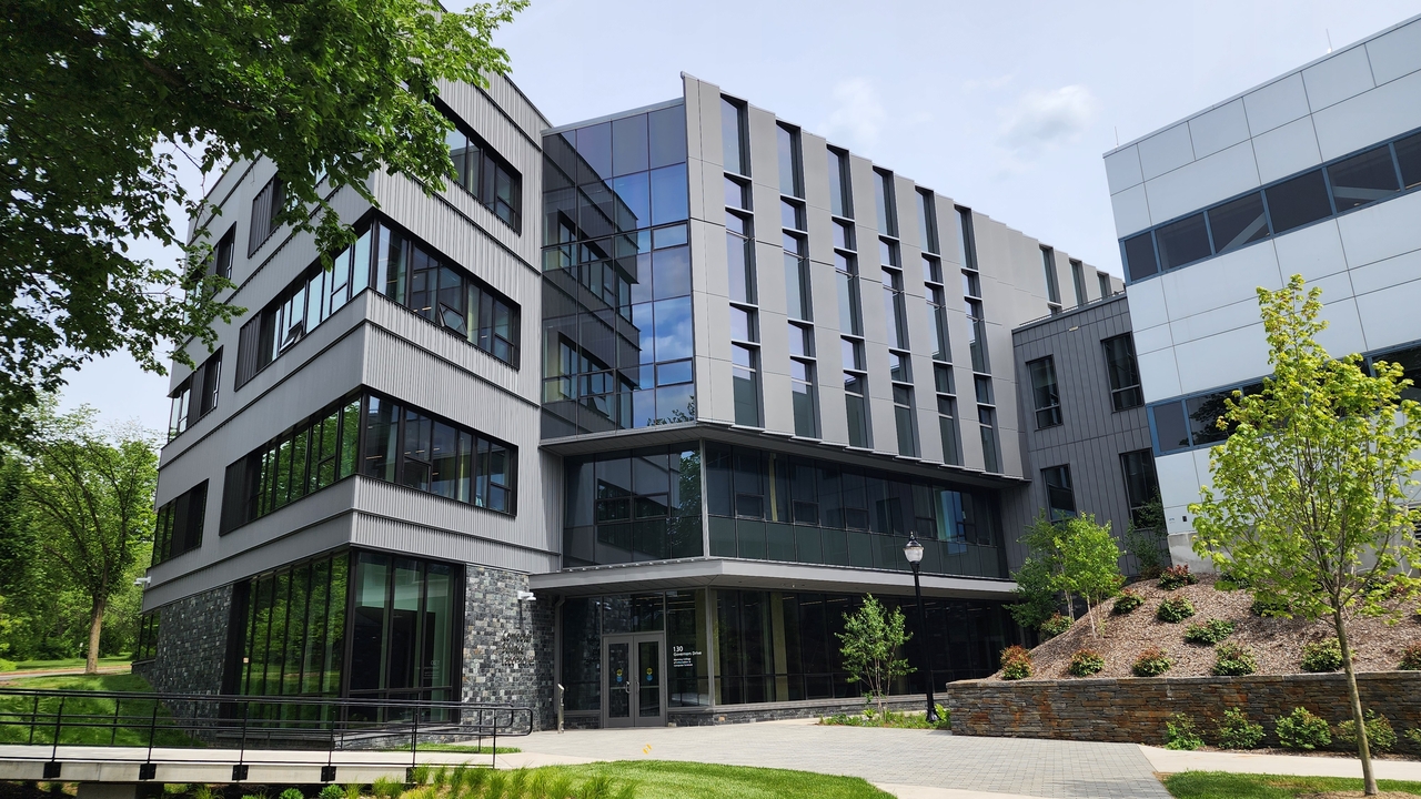 Computer Science Labs building and CICS in the spring